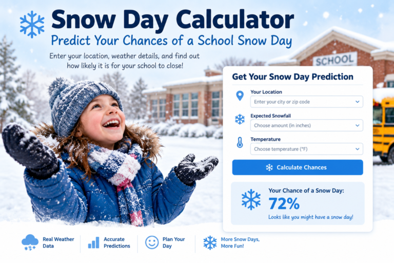 Snow Day Calculator: Predict Your Chances of a School Snow Day Snow Day Calculator